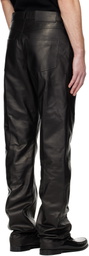 Ferragamo Black Five Pocket Nappa Leather Pants