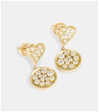 Jade Trau Margot Heart 18kt gold drop earrings with diamonds