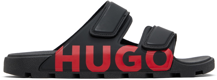 Photo: Hugo Black Double-Touch Closure Logo Sandals