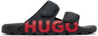Hugo Black Double-Touch Closure Logo Sandals