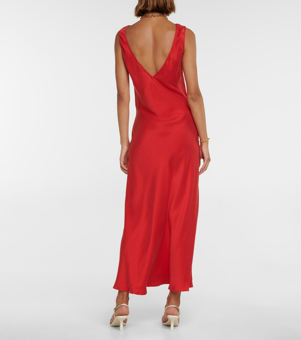 Asceno - Bordeaux silk slip dress ASCENO