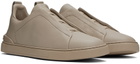 ZEGNA Beige Triple Stitch Sneakers
