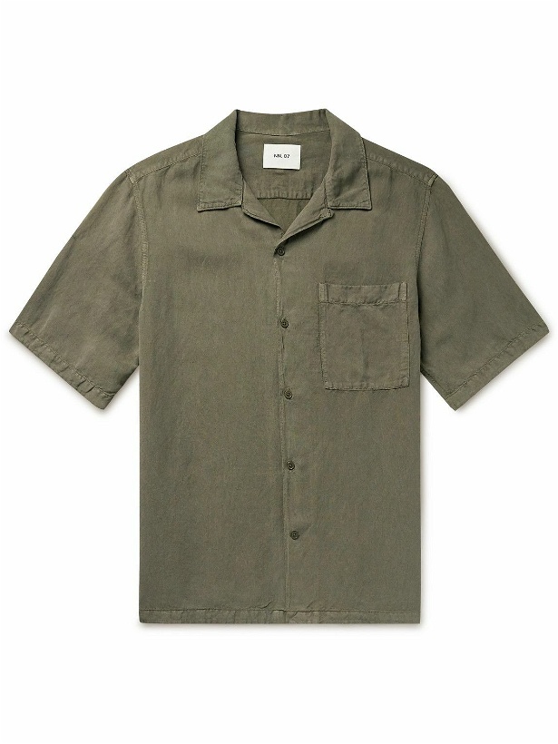 Photo: NN07 - Julio 5028 Convertible-Collar Linen and TENCEL™ Lyocell-Blend Shirt - Green