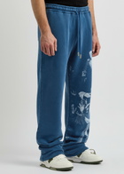 Off-white Blurred Mary Printed Cotton Sweatpants Blue