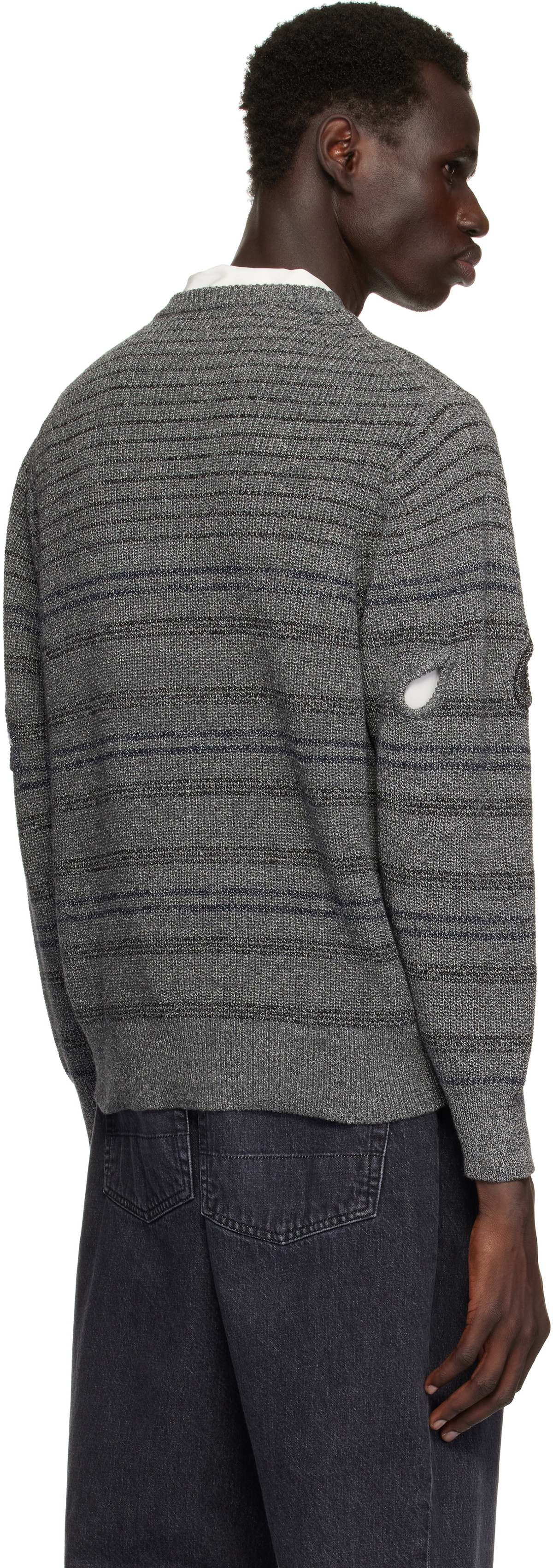 Toga Virilis Gray Hole Knit Cardigan