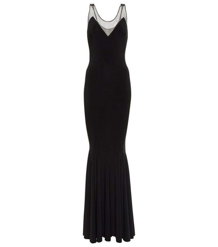 Photo: Norma Kamali Mesh-trimmed racerback gown