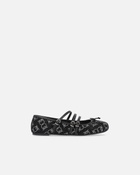 Pinko Monogram Ballet Flats With Rhinestones And Bow At The Toe Limo Black