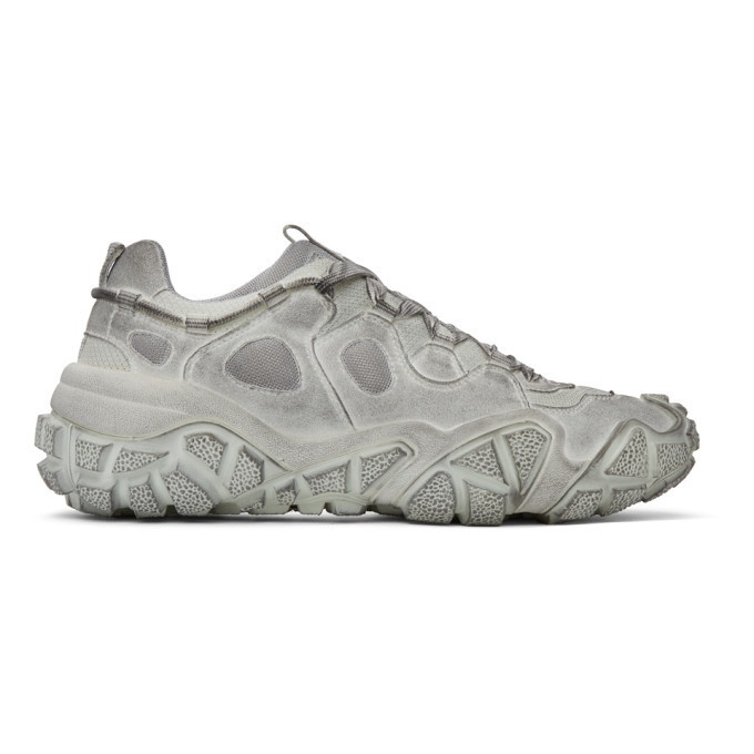 Photo: Acne Studios White Distressed Lace-Up Sneakers