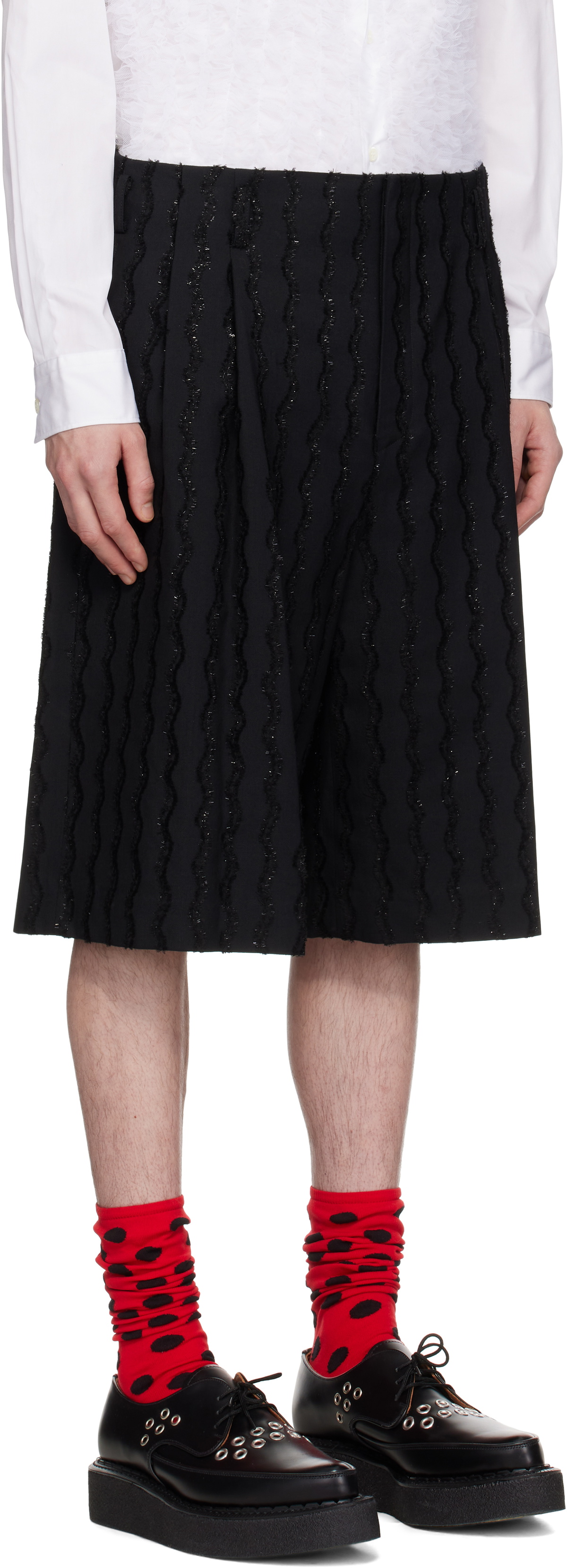 Comme des Garçons Homme Plus Black Viera Mall Embroidery Shorts