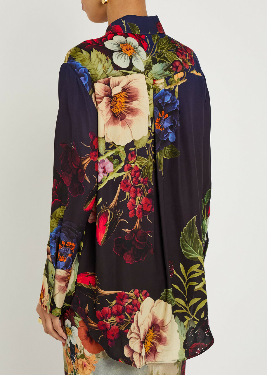 Alice + Olivia Finley Floral-print Satin Shirt Multicoloured 1