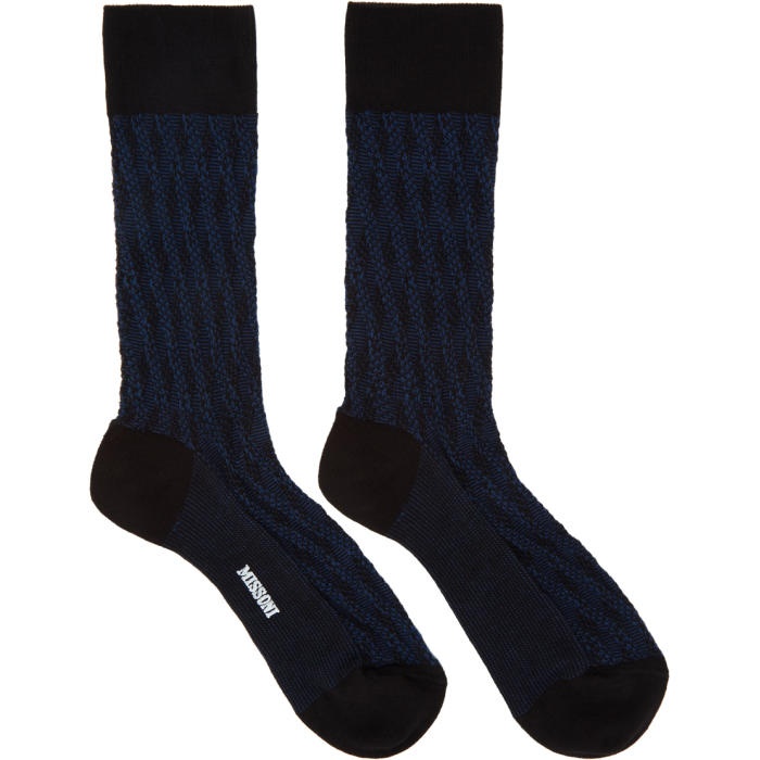 Photo: Missoni Blue Cable Knit Print Socks