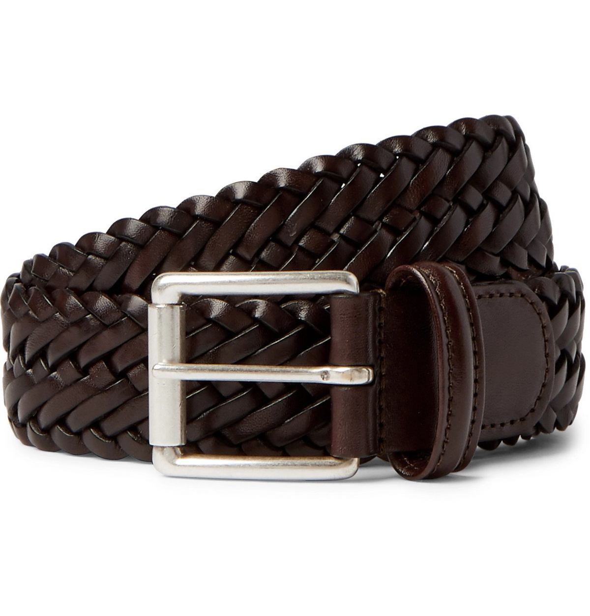 Anderson's - 3.5cm Brown Woven Leather Belt - Brown Anderson's