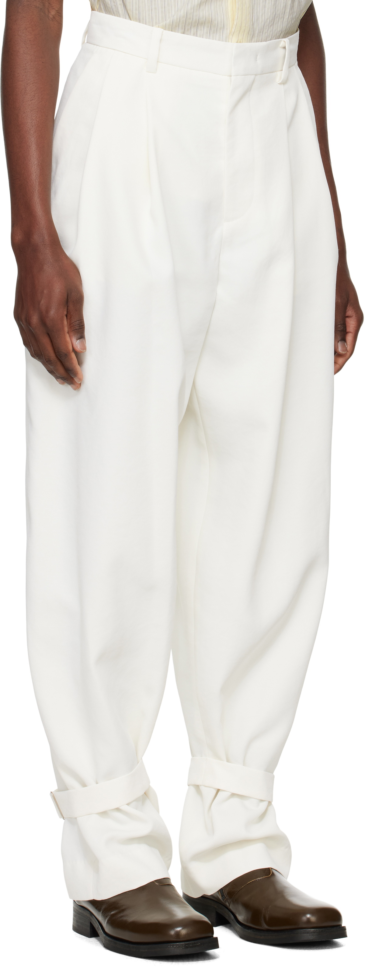 System White Ankle Strap Wool Trousers