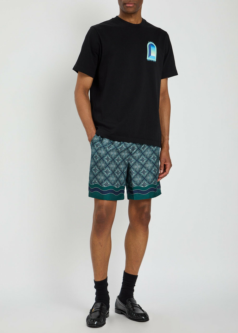 Casablanca Gradient Arch Printed Cotton T-shirt Black
