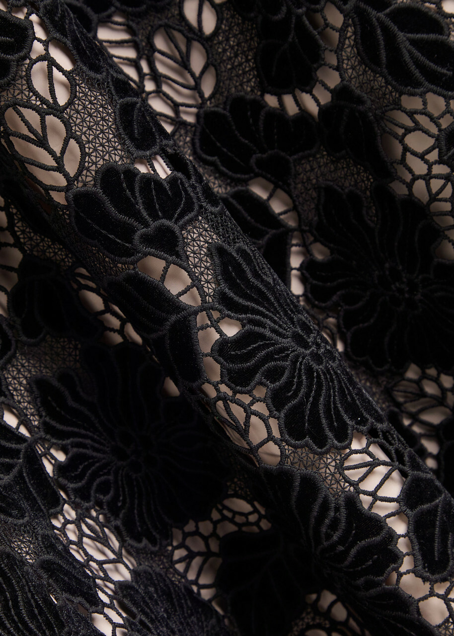 Alice + Olivia Lorena Cutwork Lace Maxi Skirt Black