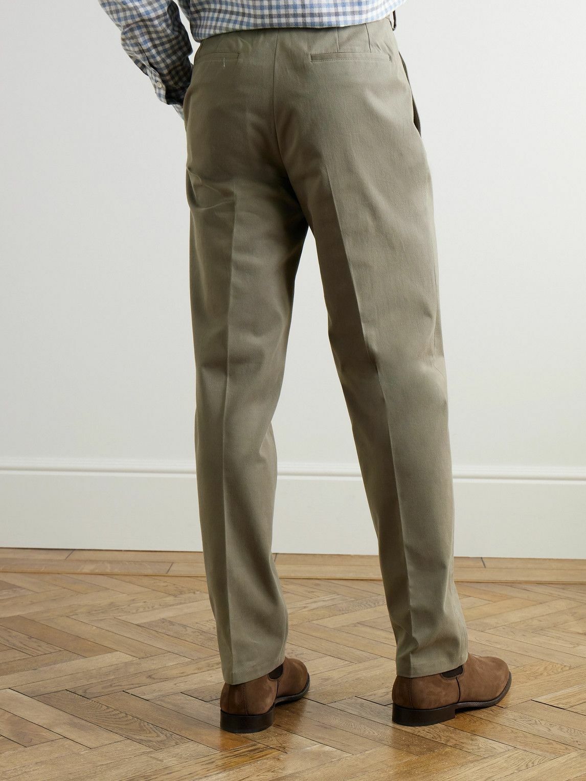 Purdey - Straight-Leg Cotton-Blend Twill Trousers - Brown