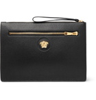 Versace - Logo-Detailed Full-Grain Leather Pouch - Men - Black