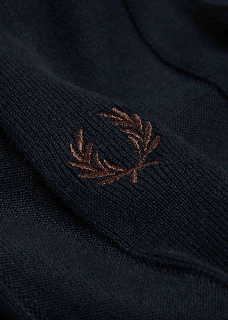 Fred Perry Logo-embroidered Fine-knit Cotton Jumper Navy