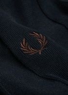 Fred Perry Logo-embroidered Fine-knit Cotton Jumper Navy