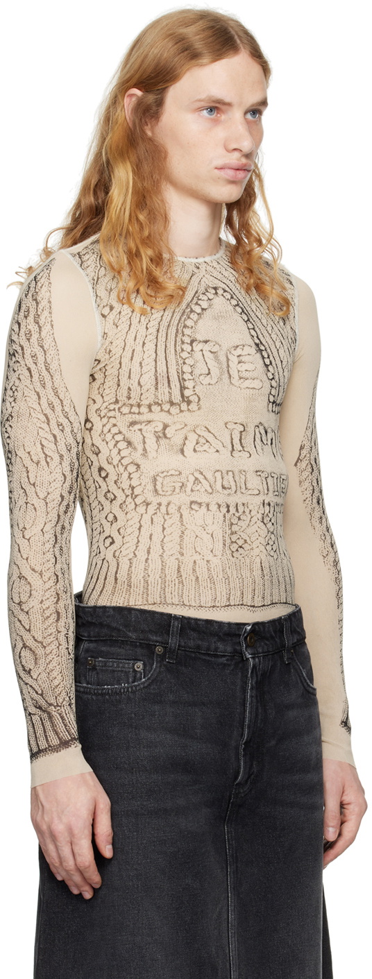 Jean Paul Gaultier Beige 'The Je T'aime' T-shirt Jean Paul Gaultier
