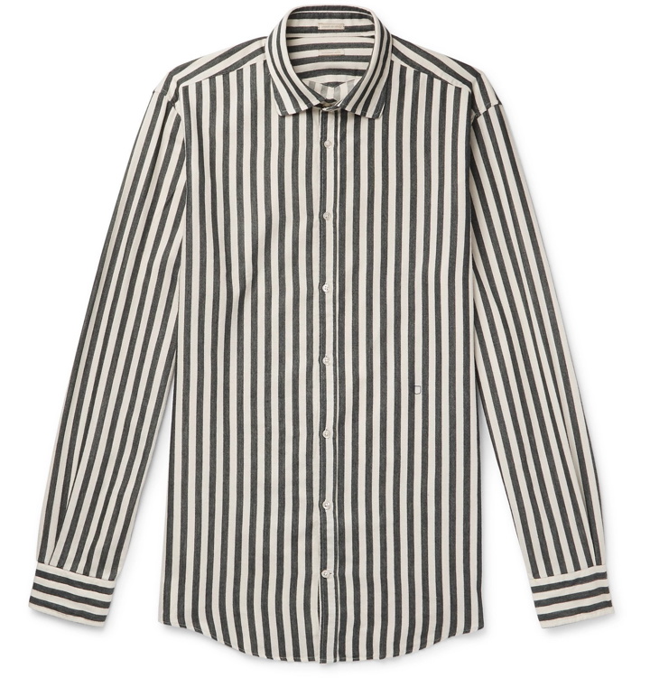 Photo: Massimo Alba - Canary Striped Cotton-Twill Shirt - Green