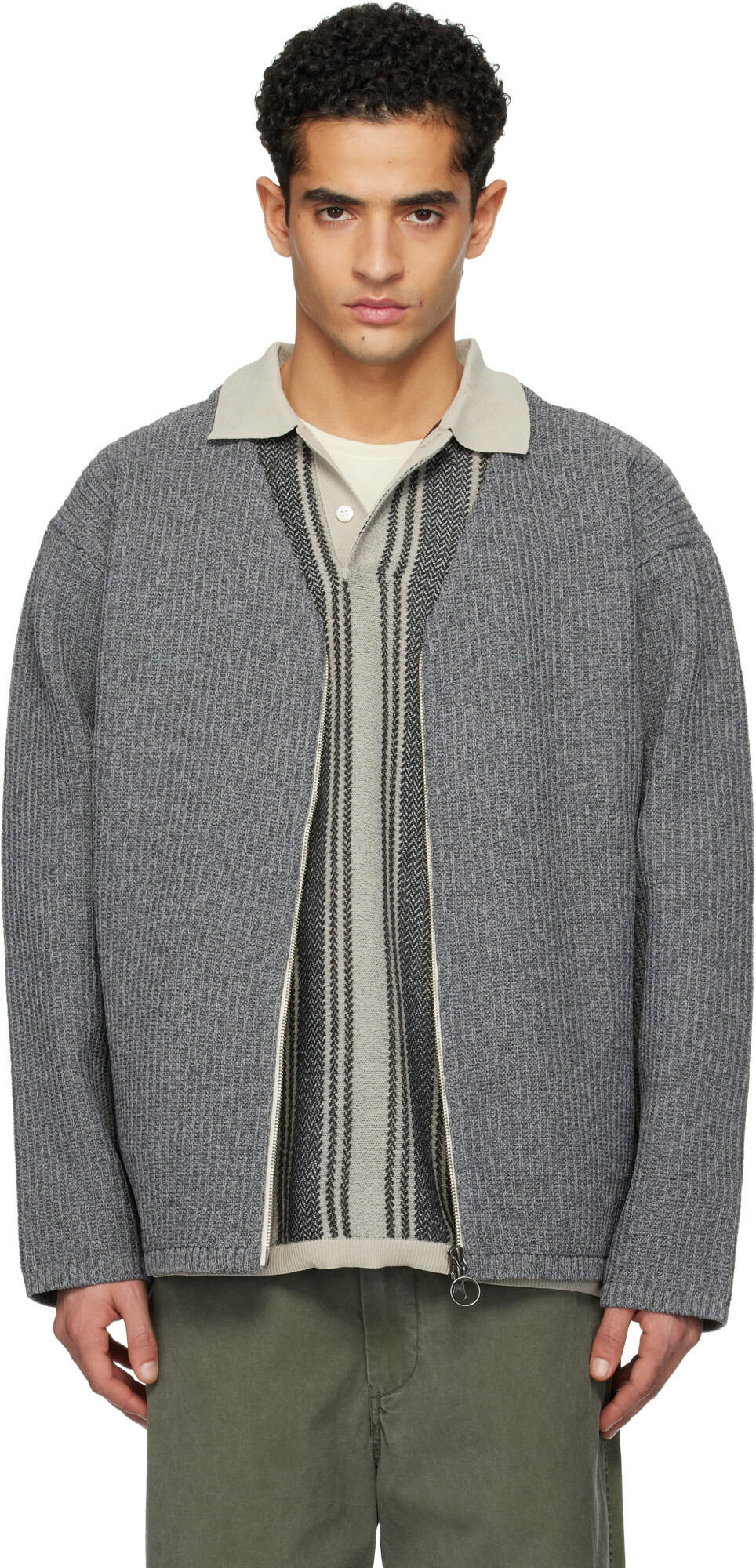nanamica Gray OOAL 5G Zip Cardigan