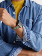 laCalifornienne - Aquamarine Striped Leather Watch Strap