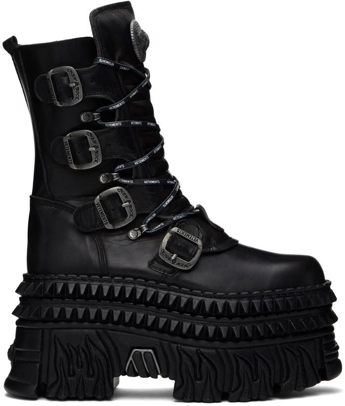 Photo: VETEMENTS Black New Rock Edition Lace-Up Boots