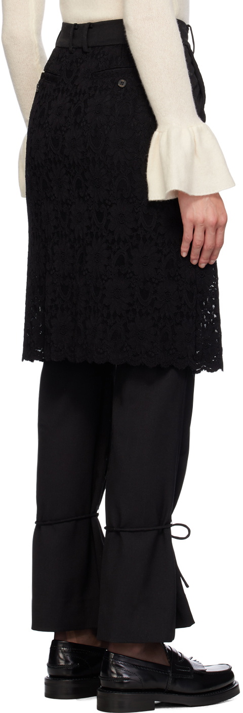 Rokh Black Tailored Lace Skirt Trousers