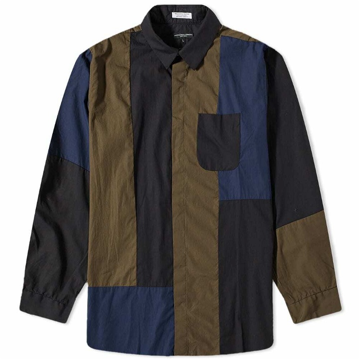 Photo: Engineered Garments Men's Plaid Combo Shirt in Navy/Grey