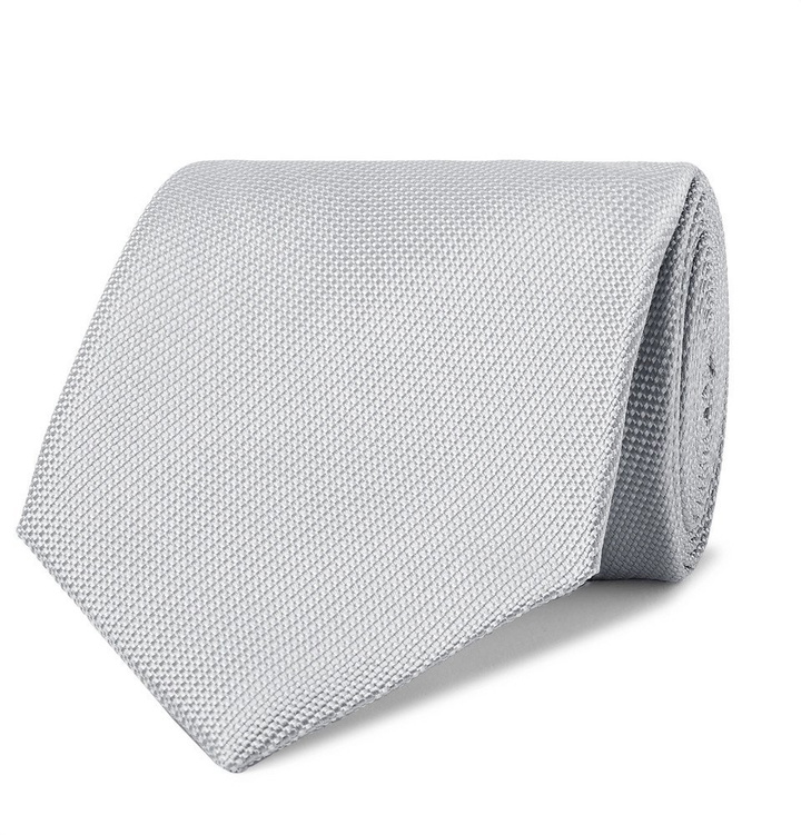 Photo: TOM FORD - 8cm Woven Tie - Silver