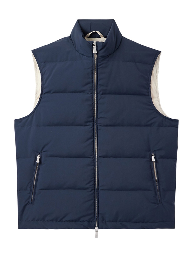 Photo: Eleventy - Quilted Tech Wool-Blend Down Gilet - Blue