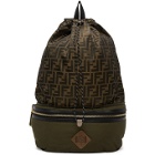Fendi Khaki and Gold Forever Fendi Convertible Backpack