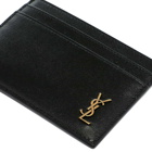 Saint Laurent Men's YSL Metal Logo Cardholder in Black/Gold