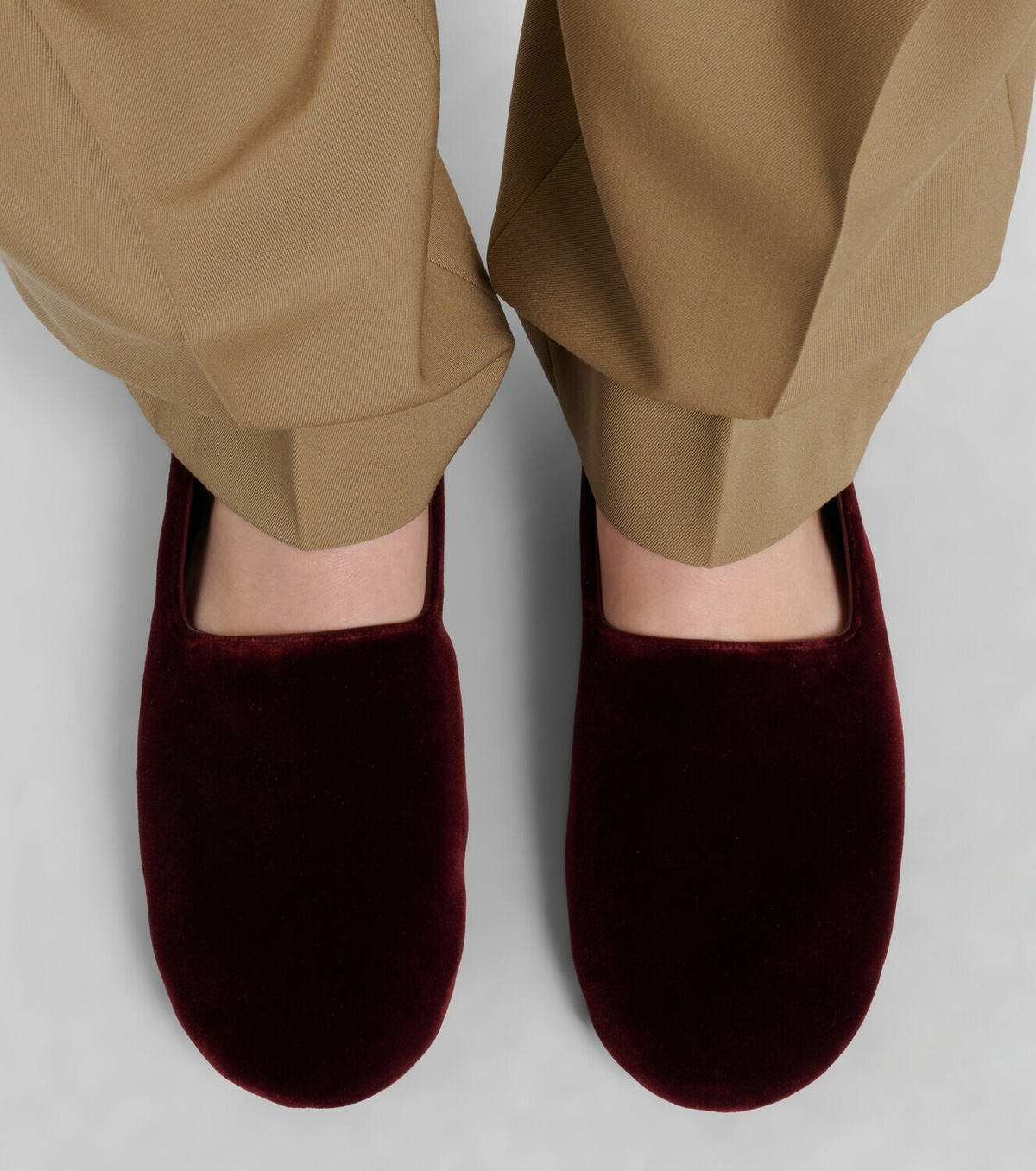 The Row Ponti velvet slip-on shoes