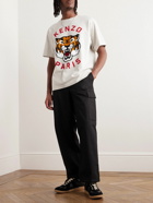 KENZO - Lucky Tiger Logo-Print Cotton-Jersey T-Shirt - Gray