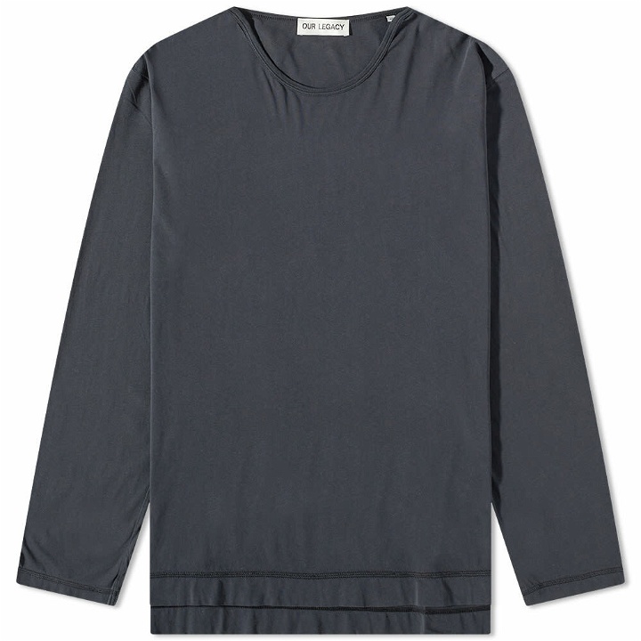 Photo: Our Legacy Men's Long Sleeve Parachute T-Shirt in Old Black Clean Jersey