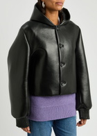 JW Anderson Hooded Padded Leather Jacket Black