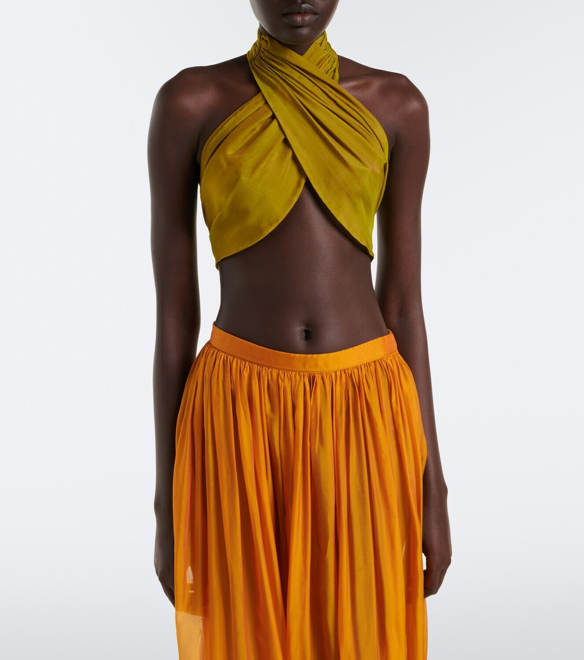 Retrofête Fable halterneck chiffon crop top