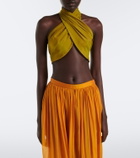 Retrofête Fable halterneck chiffon crop top