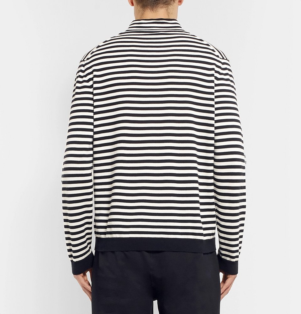 Moncler - Slim-Fit Appliquéd Striped Cotton Rollneck Sweater - Men - Black