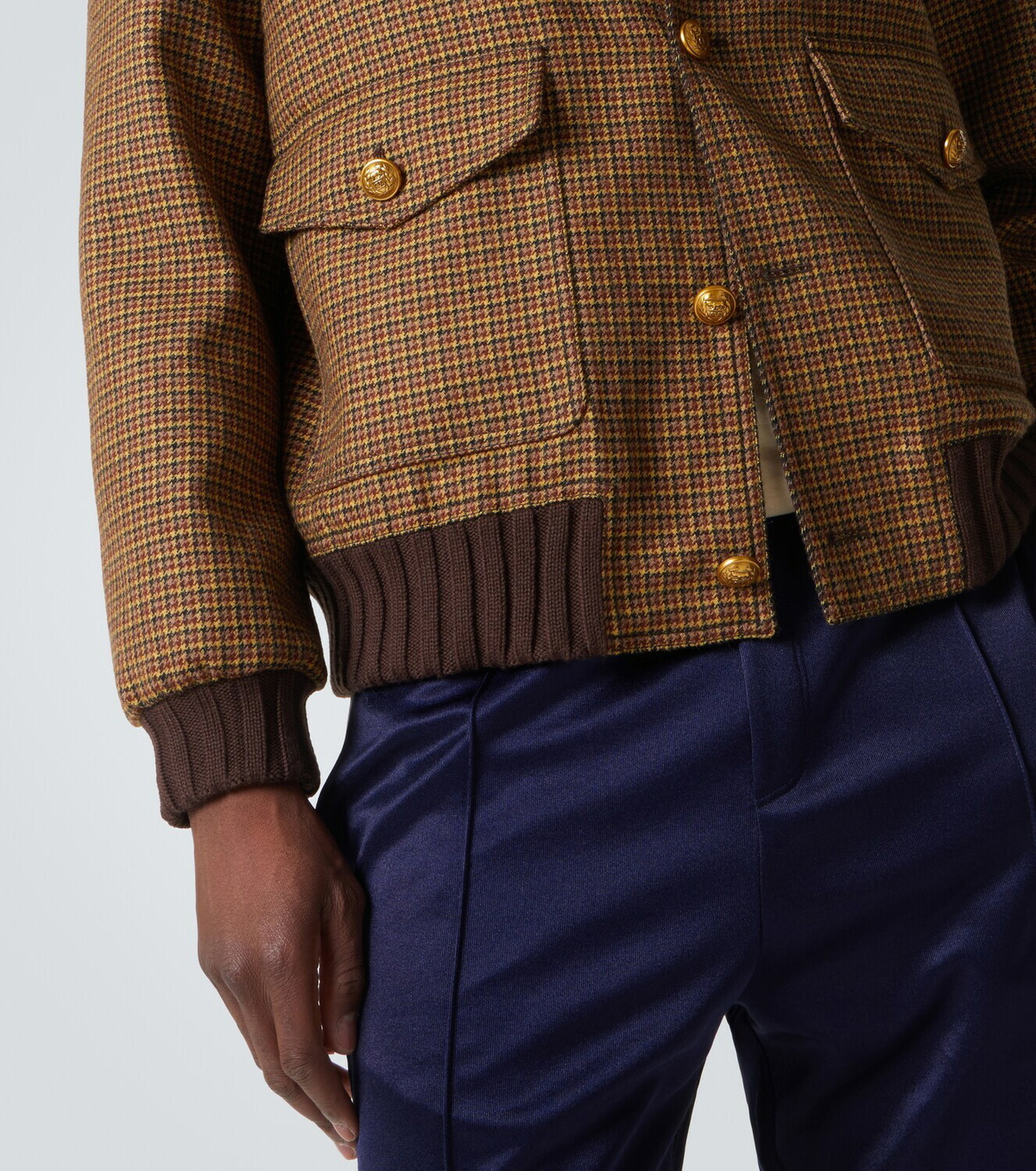 Valentino Houndstooth virgin wool bomber jacket