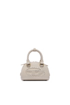 Diesel 1DR Dome-Mini bowling bag in snake-effect leather - Crossbody Bags Womens in Beige
