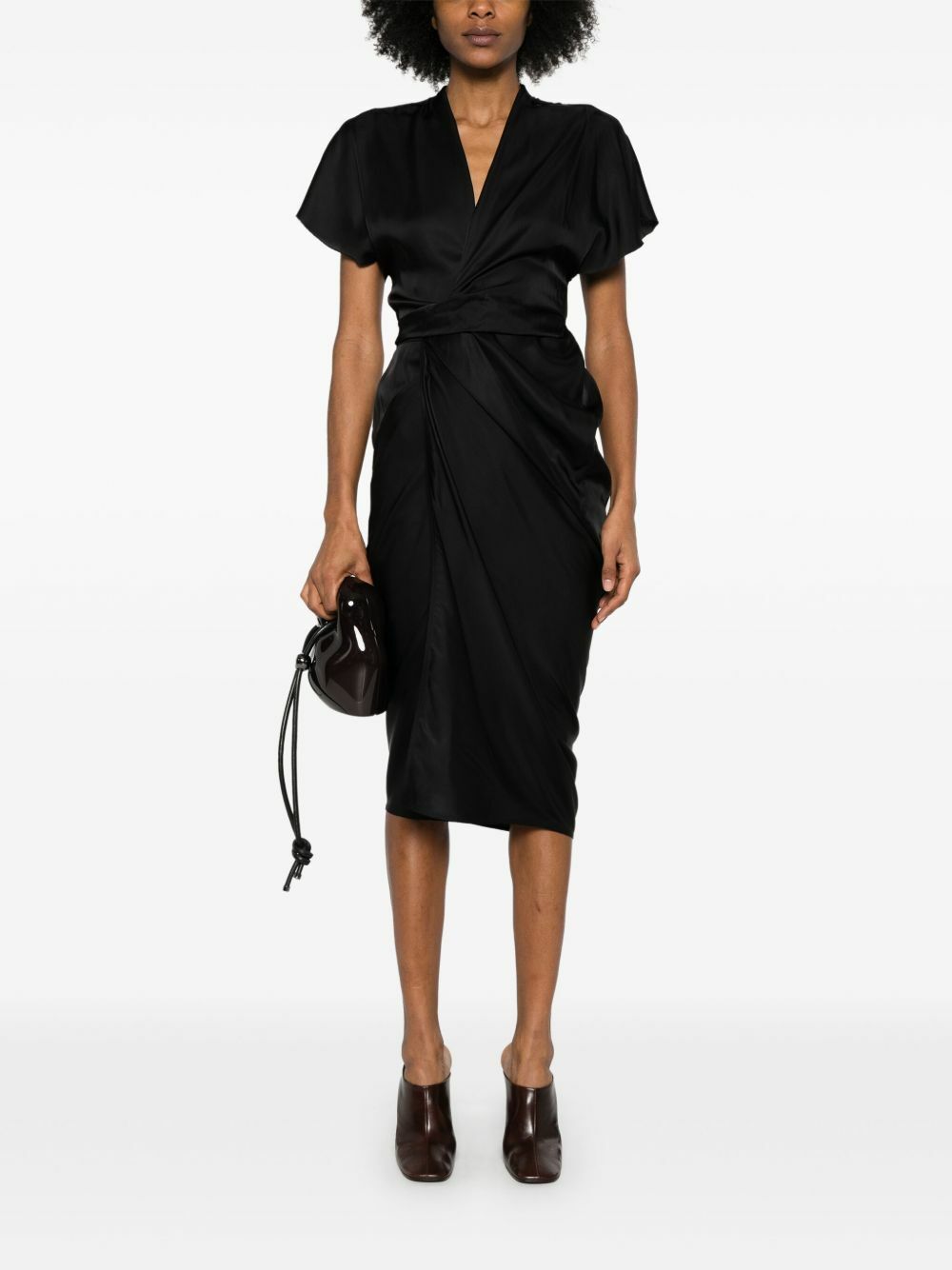 cocktail dress for beach wedding ZESICA Women's Floral Mesh Slit Bodycon Guest Midi Plum Chiffon Ruched Asymmetric solid color Colour:Black