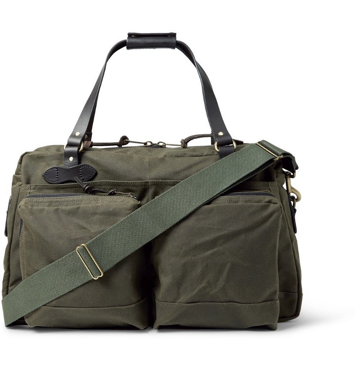 Photo: Filson - 48-Hour Leather-Trimmed Tin Cloth Duffle Bag - Green