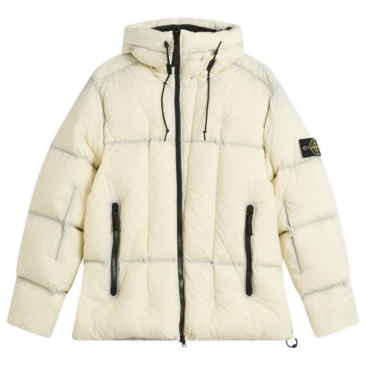 Photo: Stone Island Men's Seam Faded Light Nylon Tela Down Jacket in Ivory