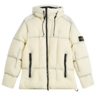 Stone Island Men's Seam Faded Light Nylon Tela Down Jacket in Ivory
