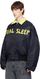 JW Anderson Navy & Yellow 'Real Sleep' Bomber Jacket
