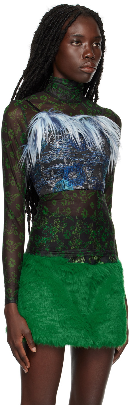 SHUTING QIU Blue Jacquard Camisole