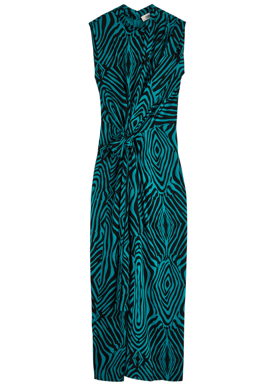 Diane Von Furstenberg Geri Zebra-print Jersey Maxi Dress Blue